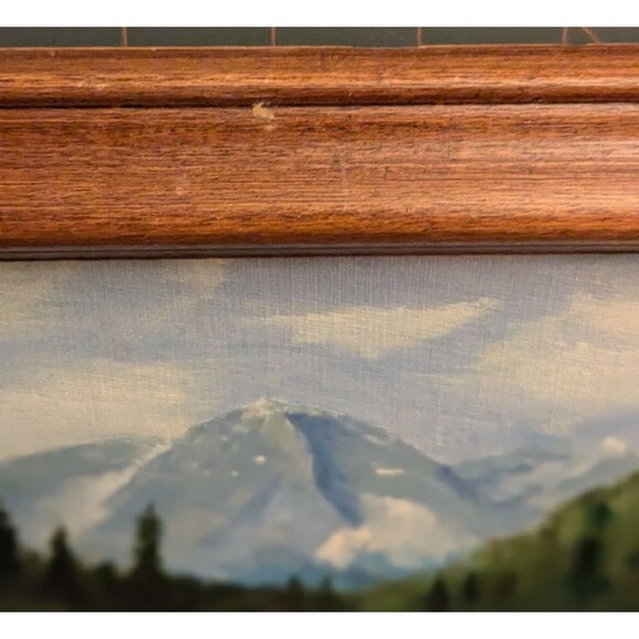 Original Mountain Landscape Painting In Wood Frame 6.75" x 8.75" Signed By Artis - Picture 5 of 12